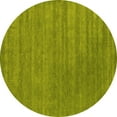 thumbnail image 1 of Ahgly Company Machine Washable Indoor Round Abstract Yellow Contemporary Area Rugs, 6' Round, 1 of 4
