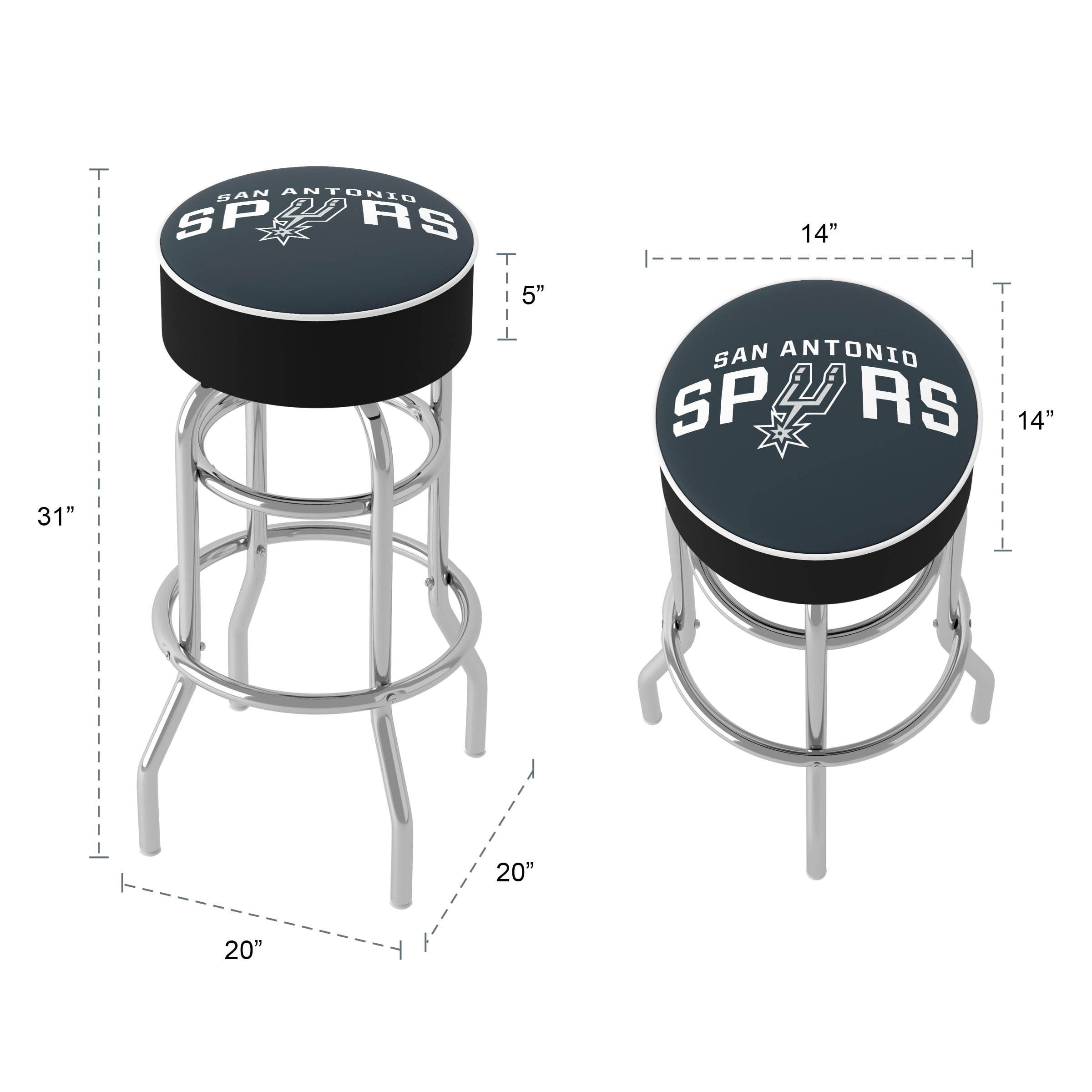 Trademark Gameroom San Antonio Spurs Logo Bar Stool with Padded Seat