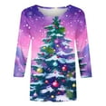 thumbnail image 4 of Holiday Gifts! Titcea Christmas Shirts for Women 3/4 Sleeve Crewneck Cute Christmas Print Pullover Sweaters 2024 Loose Comfort Casual Tops, 4 of 5