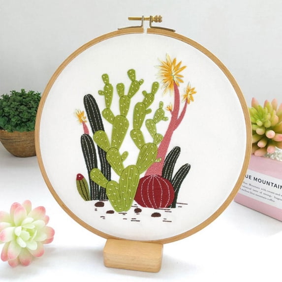Clearance DIY Embroidery Flower Painting Needlework Tools for Beginner Handicrafts Round Cross Stitch Set Sewing Craft Kit No Hoop