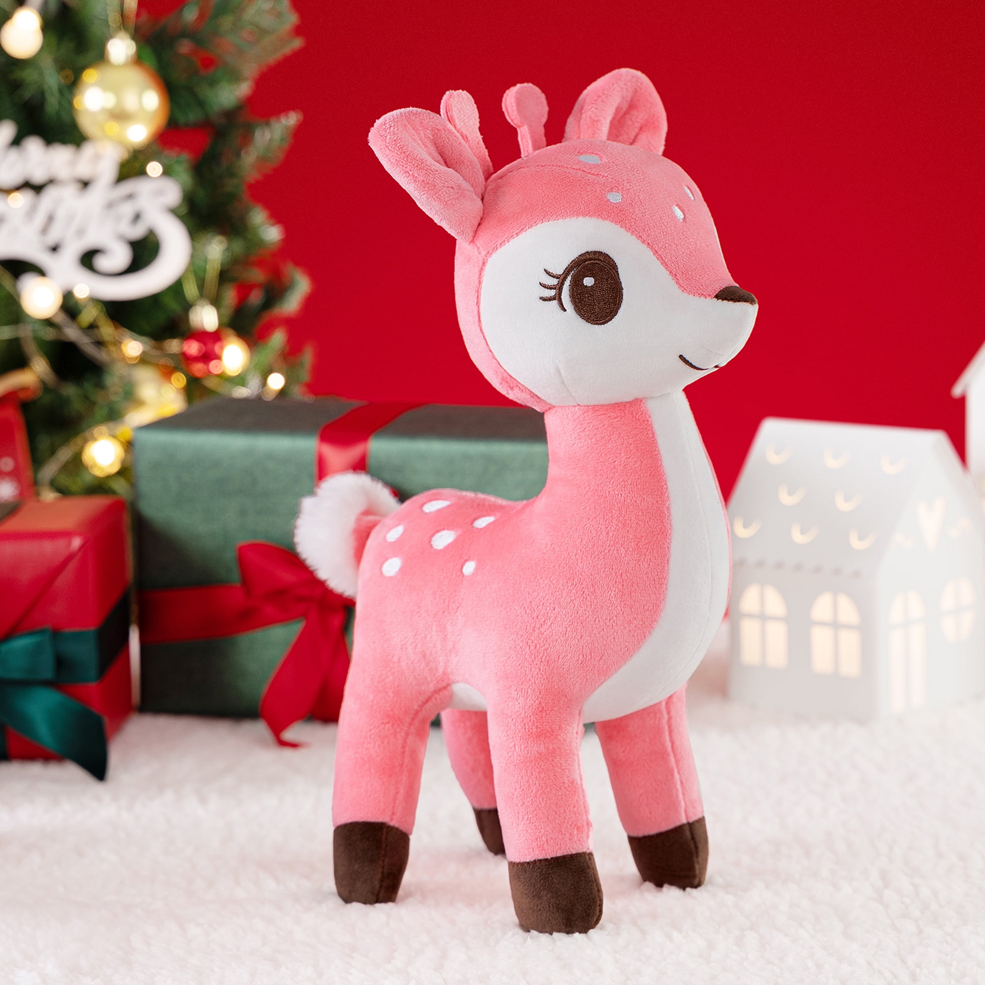 Lazada Sika Deer Stuffed Animal Toys Plush Christmas Deer Christmas Decoration Christmas Toy Pink 12