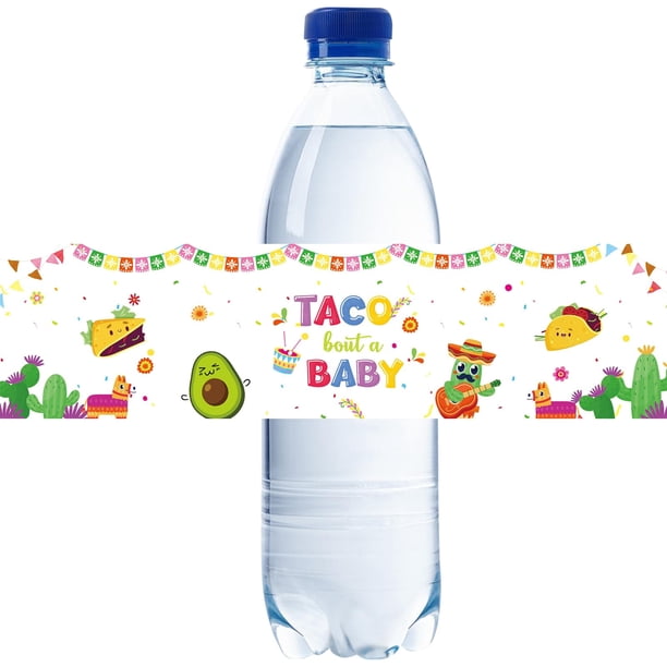 32 etiquetas para botellas de agua "Taco Bout A Baby", envoltorios para biberones de "Oh Baby" para fiestas mexicanas, pegatinas para botellas de agua con temática mexicana para baby shower,
