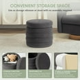 thumbnail image 6 of WestinTrends Alexandria Mid-Century Modern Faux Sherpa Round Storage Ottoman, Charcoal Gray, 6 of 14