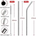 thumbnail image 2 of Reusable Stainless Steel Straws 12 Pack (6 Straight Straws + 6 Bent Straws), 21cm Edible Straws with 2 Cleaning Brushes, Ice Milk, Cocktail, Smoothie, 2 of 5