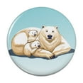 thumbnail image 1 of Polar Bear Mom with Cubs Family Pinback Button Pin, 1 of 4