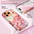 thumbnail image 3 of Case Compatible with iPhone 17 Pro Max Case 6.9 Inch 2025, Marble Pattern 3 in 1 Heavy Duty Shockproof Full Body Rugged Hard PC+Soft Silicone Drop Protective Women Girl Phone Cases, Rose Gold, 3 of 5