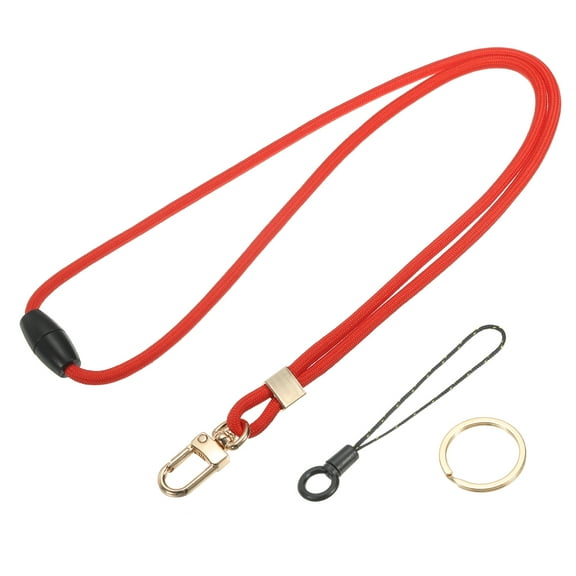 Uxcell Neck Lanyard Strap for Keys, Adjustable ID Badges Holder Long Keychain Lanyard with Metal Buckle, Red