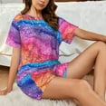 thumbnail image 4 of Hirioo Rainbow Glitter Cute for Women's 2 Piece Short-Sleeved Pajama PJ Sets for Women Shorts with Pockets Womens Lounge Set-Large, 4 of 6