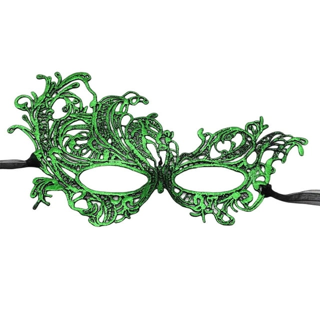 Masques en Dentelle Multicolores Couverture de Mascarade Accessoires de Fête de Bal Fantaisie Demi Cosplay Masque Déguisement Accessoires de Jeu de Rôle Robe Vert