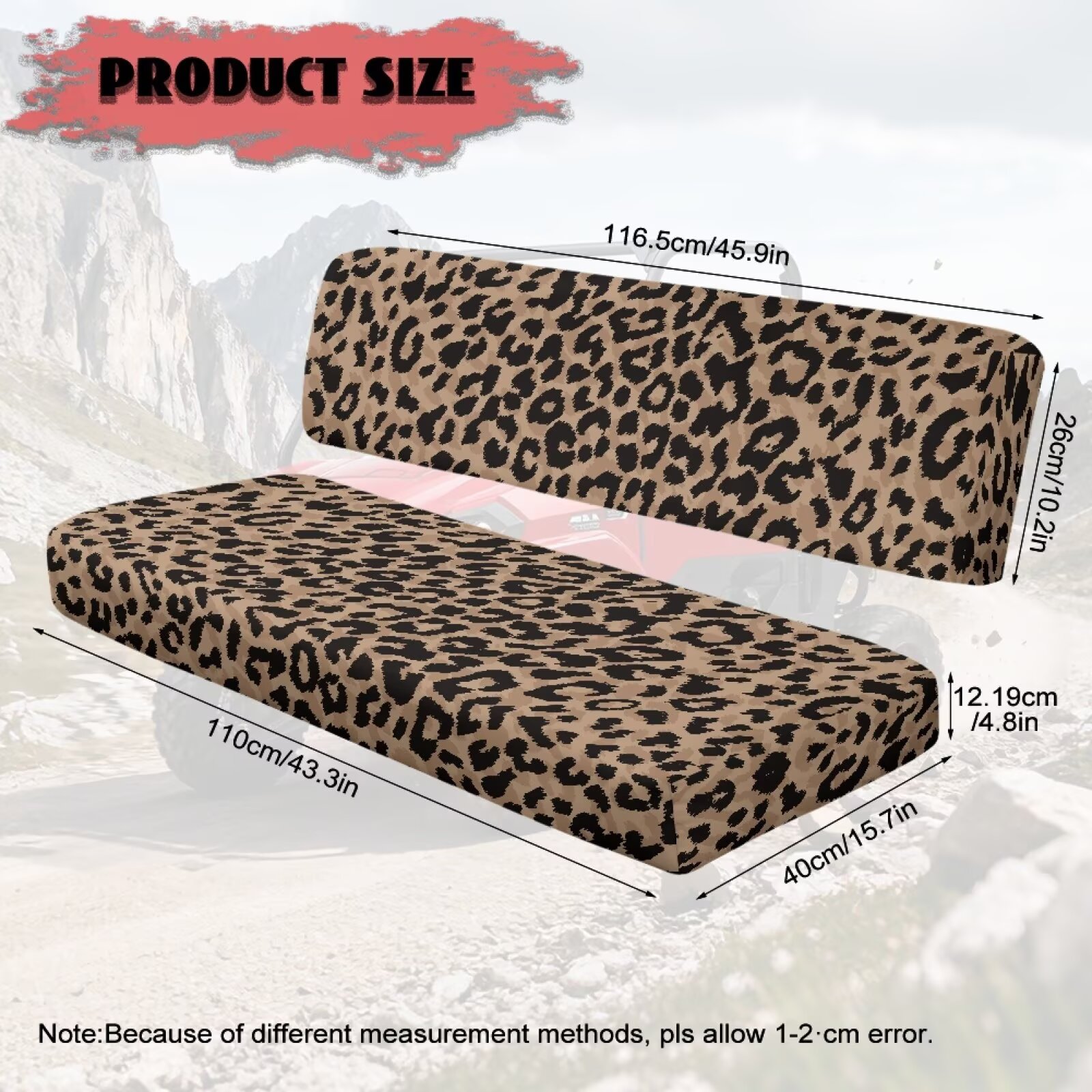 Yuyamidu Brown Leopard Print UTV Seat Cover 2 PCS Mule Bench Seat Cover Compatible with Kawasaki Mule 3000 3010 3020 4000 4010 2001-2023 2025 UTV Accessories