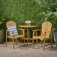 thumbnail image 3 of GDF Studio Perkins Outdoor Acacia Wood 3 Piece Adirondack Bistro Set with Half Round Table, Natural, 3 of 13