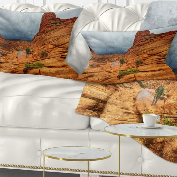 Designart Vermillion Cliffs Wilderness - Landscape Printed Throw Pillow - 12x20