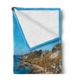 thumbnail image 2 of Sicily Soft Flannel Fleece Throw Blanket, Panoramic Shot of Paradise Sea Beach Cala Paradiso Nature Landscape Italy Holiday, Cozy Plush for Indoor and Outdoor Use, 50" x 70", Multicolor, by Ambesonne, 2 of 5