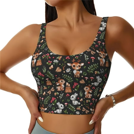 Matuu Cute Deer for Women s Sports Bra - Soft  Comfortable and Breathable Sports Vest for Yoga  Fitness  and Dance-Small