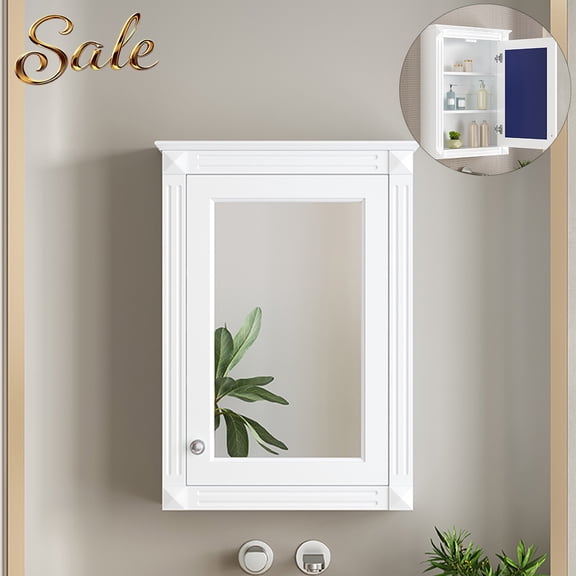 GZXS Bathroom Mirror Cabinet, Wall Mounted Storage Cabinet with Soft-Close Door and Adjustable Shelves, Mirrored Medicine Cabinet for Bathroom, Living Room, Cloakroom, 20 x 67.1 x 27.8 inches (White)