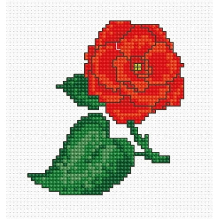 UPC: 4840746011535 | Red Flower B019L Counted Cross-Stitch Kit