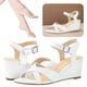 thumbnail image 2 of Sandalias Cuña Zapatos Mujer Versátiles Gran Tamaño Con Una Sola Hebilla (blanco 36), 2 of 9