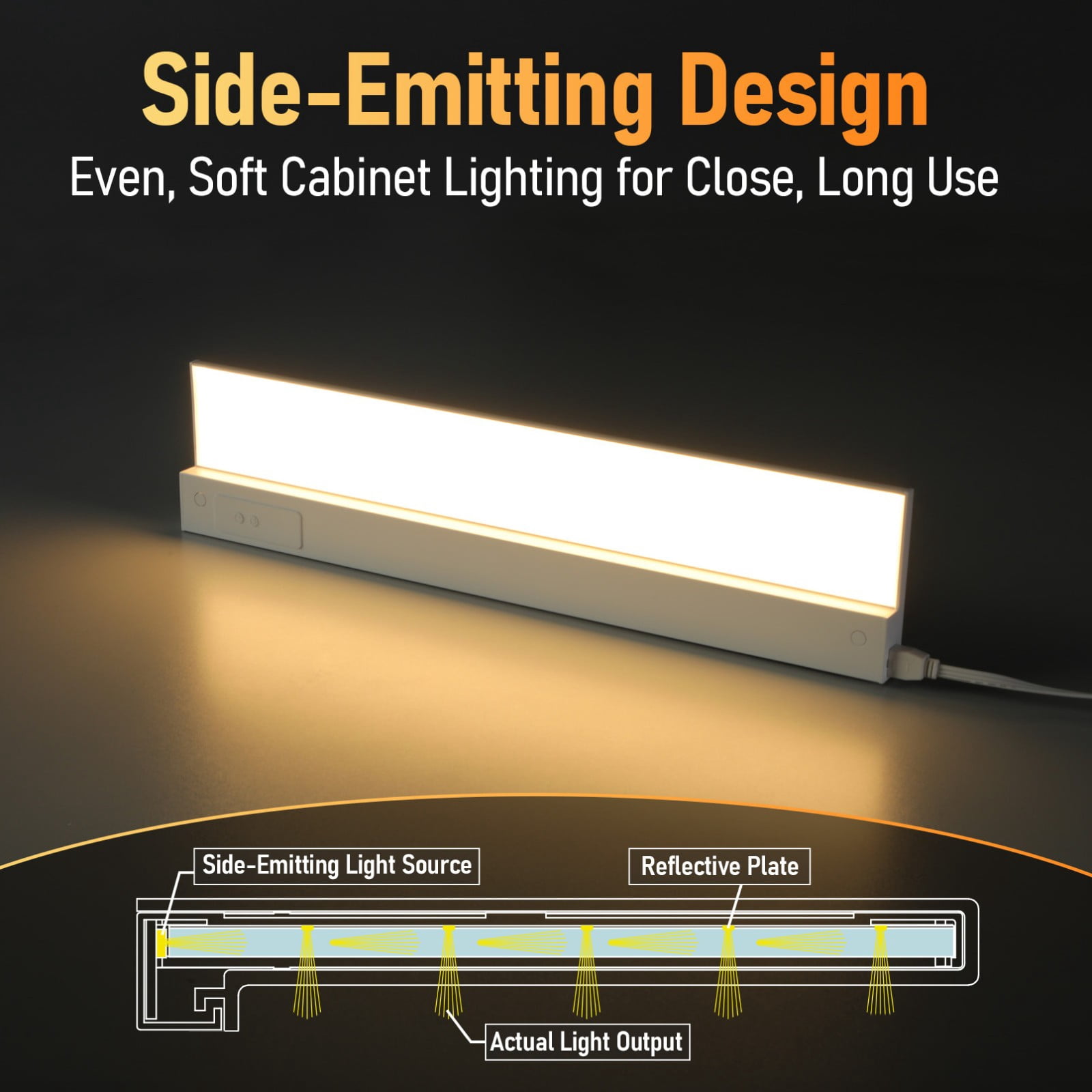 16W 5CCT LED Under Cabinet Lighting Fits 24-Inch Cabinets, Hardwired & Plug-In, 120V Ultra-Slim Linkable Dimmable Under Counter Lights, 2700K/3000K/35000K/4000K/5000K Selectable
