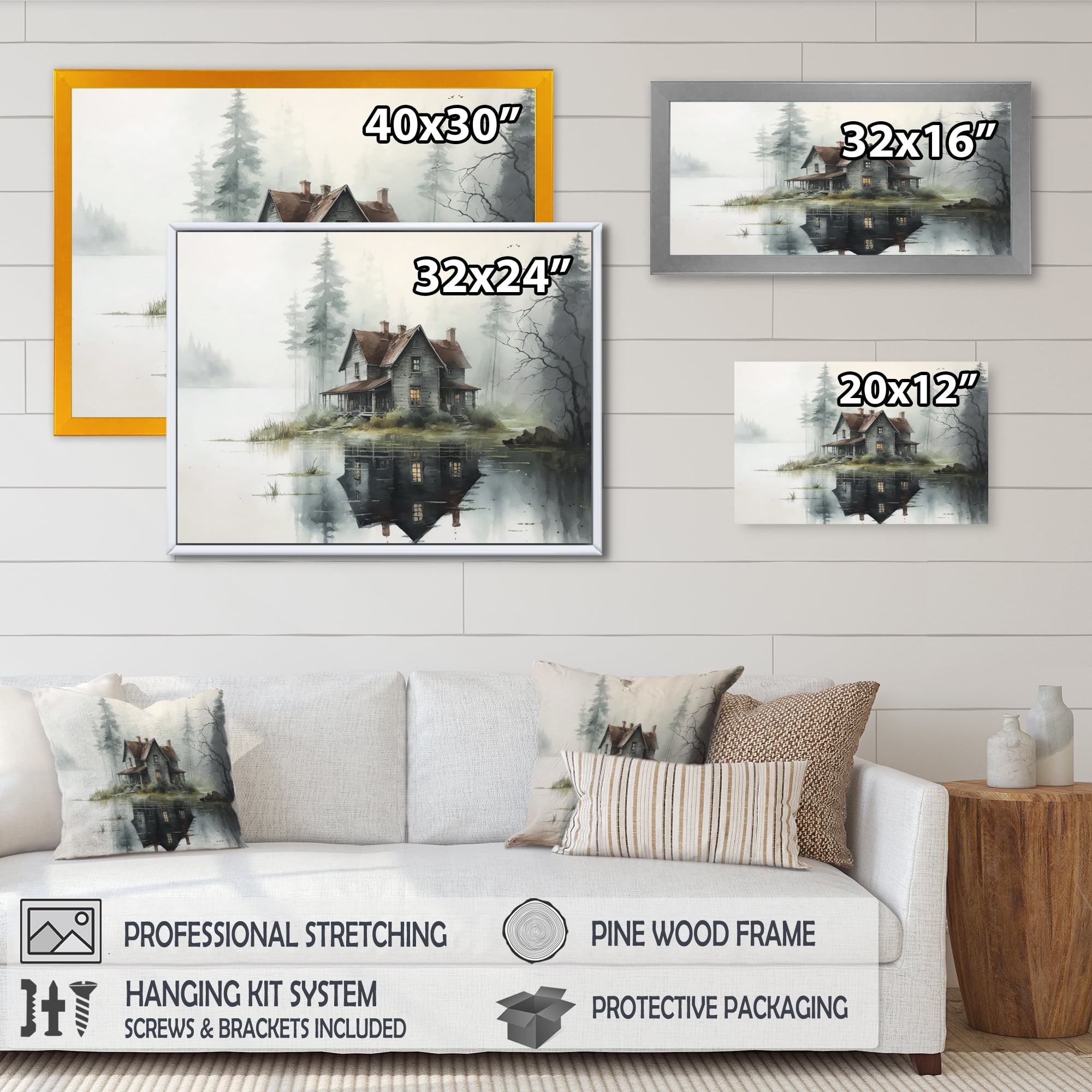 Designart Cottage On The Lake V Canvas Wall Art