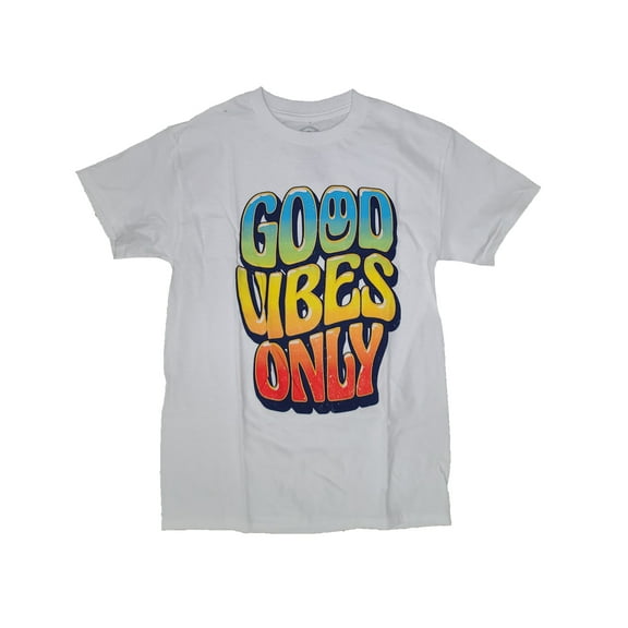 Men's Good Vibes Only White Graphic T-Shirt - Small