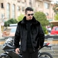 thumbnail image 3 of Nuevos abrigos de piel sintética de visón de invierno, chaqueta para hombre con cuello vuelto grueso/chaqueta de piel sintética con capucha, abrigo negro para hombre, 3 of 4