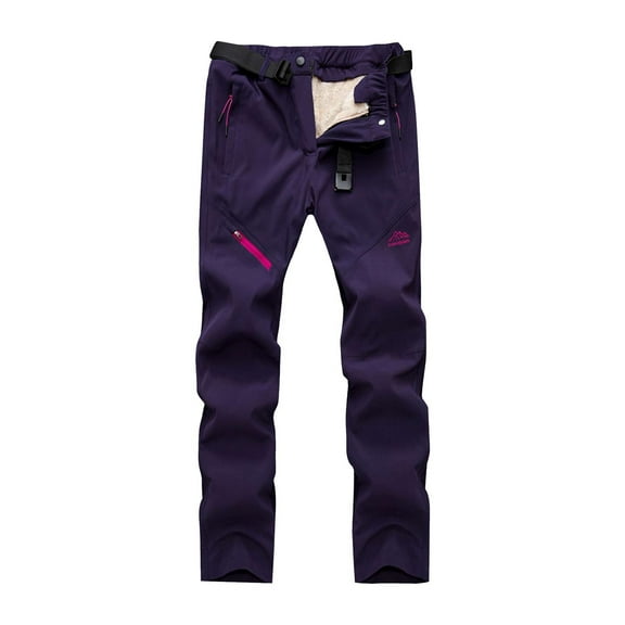 SBYOJLPB Women's Plus Size Double-layer Detachable Fleece Top Pants Long Pants Purple 10(XL)