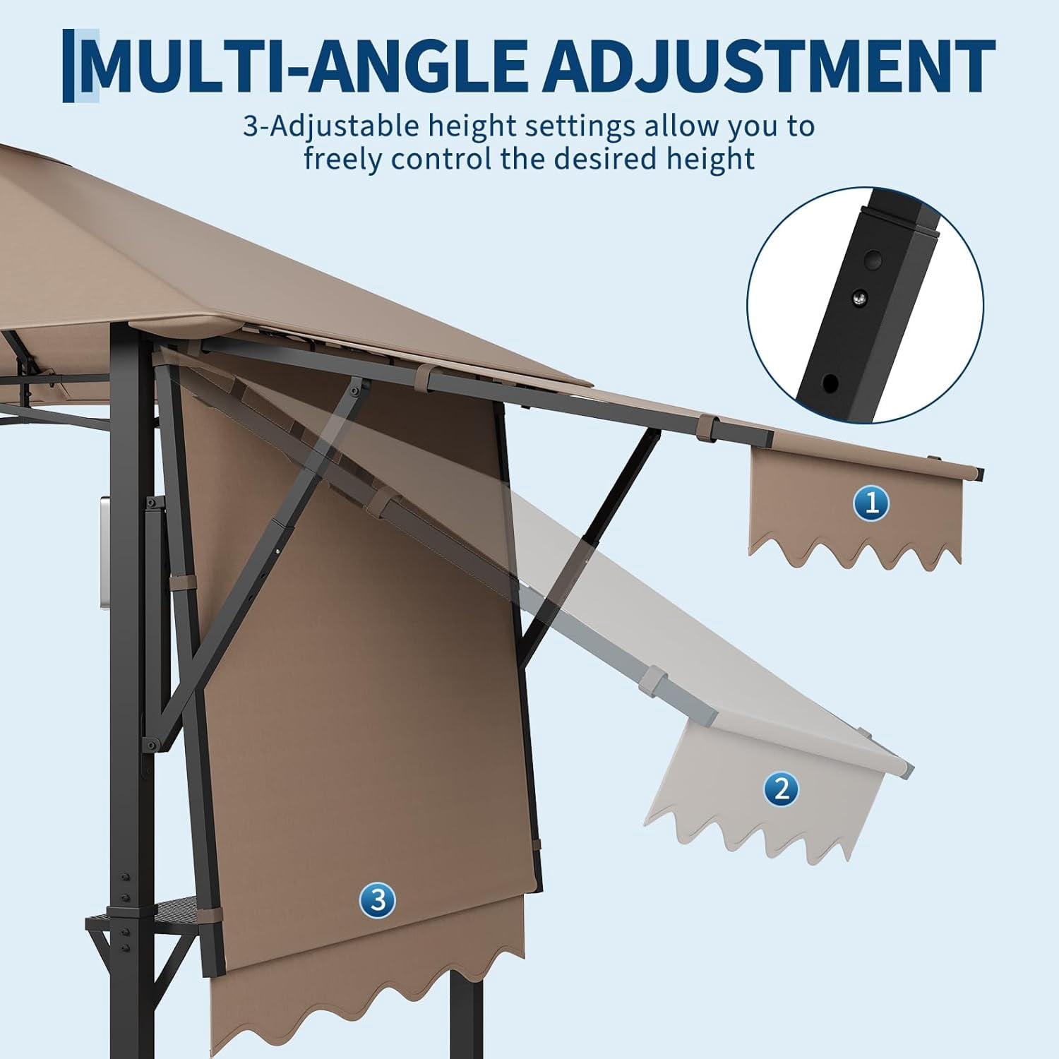 Outdoor BBQ Gazebo,8*5FT  Patio Grill Gazebos with Adjustable Shadow,2 Handy Shelves, Hooks & Ceiling Light Hook,Barbeque Gazebo Canopy for Backyard Garden Poolside