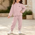 thumbnail image 7 of WAVSUF Girls Fall Fleece Sets 2 Piece, Long Sleeve Zipper Sweatshirts and Joggers Winter Warm Casual Outfits Pink 7-8, 7 of 7