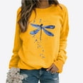 thumbnail image 1 of EQWLJWE Chandails à Imprimé Libellule pour Femmes, Décontractés à Manches Longues, Tuniques, Col Rond, Chemises, Blouses, Chandails d'Halloween pour Femmes, 1 of 8