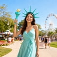 thumbnail image 6 of Holiday Party Accessory Set, 4Th of July Decorations, Dress Up, 4Th of July Party Favors, Gold Decorations, 1 Teal Statue Liberty Headband and 1 Gold Finished Prop for July 4Th, 6 of 7