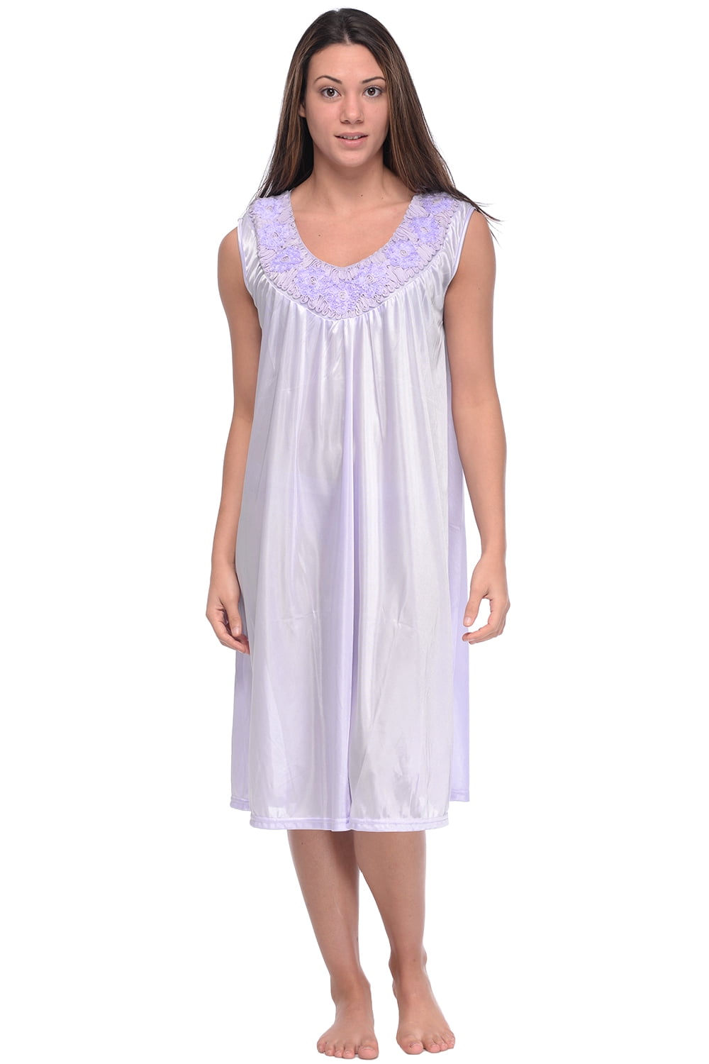 Casual Nights Women's Sleeveless Flower Satin Nightgown