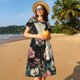 thumbnail image 4 of Balery Vintage Sunflower Cow Vestidos sueltos de manga corta para mujer, vestidos de verano 2025, vestidos casuales de corte A con vuelo., 4 of 6