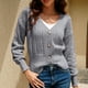 thumbnail image 2 of Suéter cárdigan de manga larga con botones de color sólido informal para mujer, suéter con cuello en V Pompotops  hdfakjf11488, 2 of 8