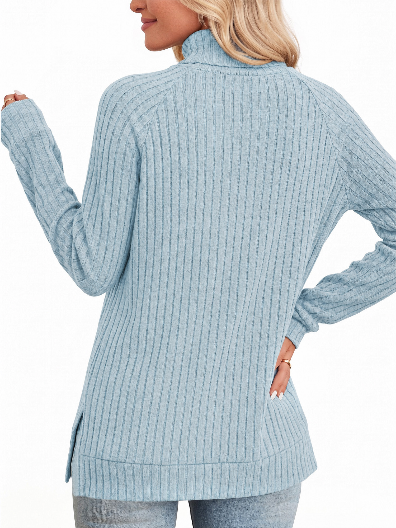 Moyiko Women's Turtleneck Long Sleeve Tunic Top photo 3