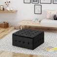 thumbnail image 4 of Newest 31" Square Velvet Ottoman - Black Tufted Cocktail Ottoman, No Assembly Required for Living Room​, 4 of 8