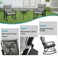 thumbnail image 2 of VENTOPYR 3 Piece Bistro Set Metal Patio Metal Rocking Chairs with Table Grey, 2 of 7
