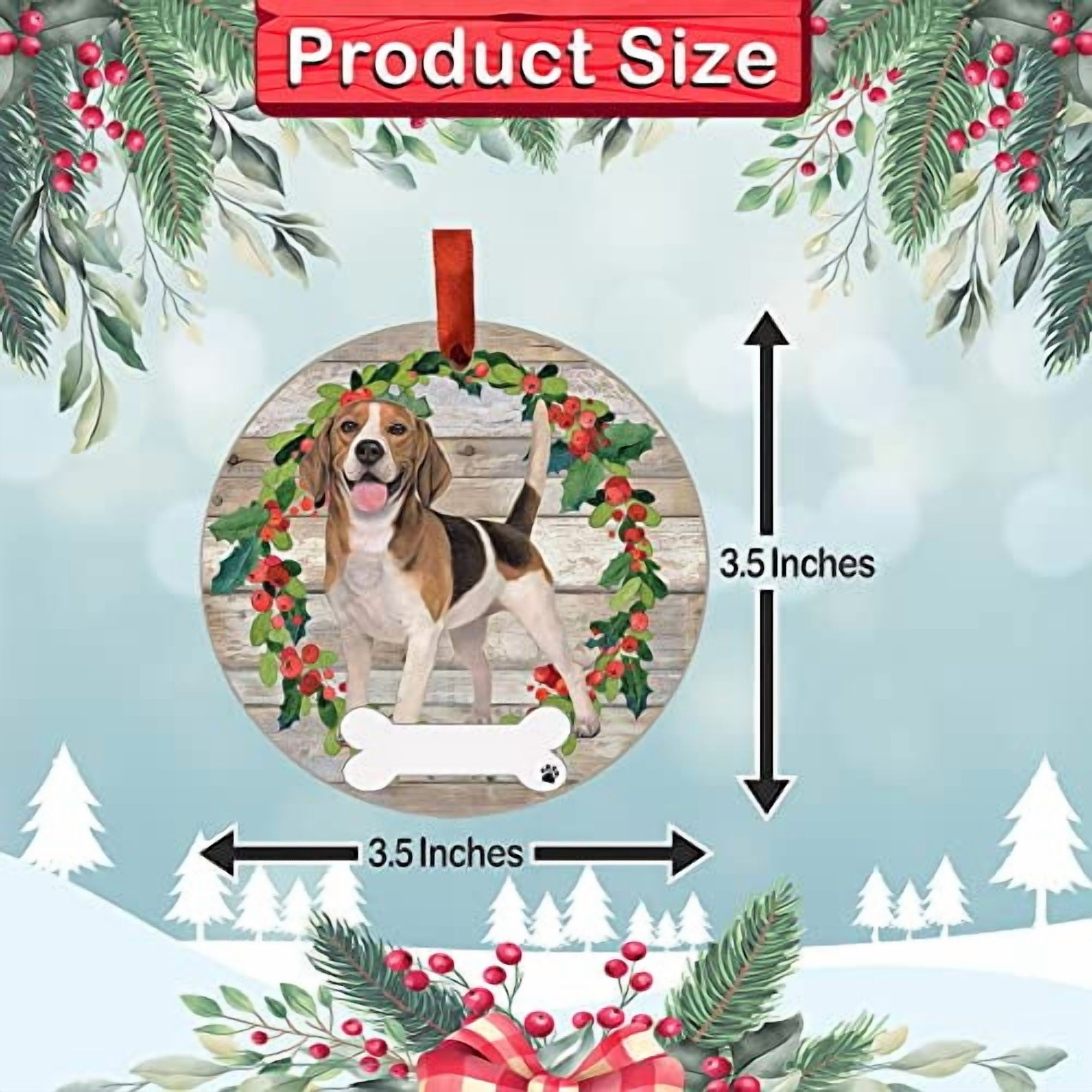 E&S Imports Beagle Ornament - E&S Pets DIY Personalizable Dog Gifts Ceramic Round with Glazed Finish X-mas Decoration Christmas Ornaments Craft for Pet Lovers