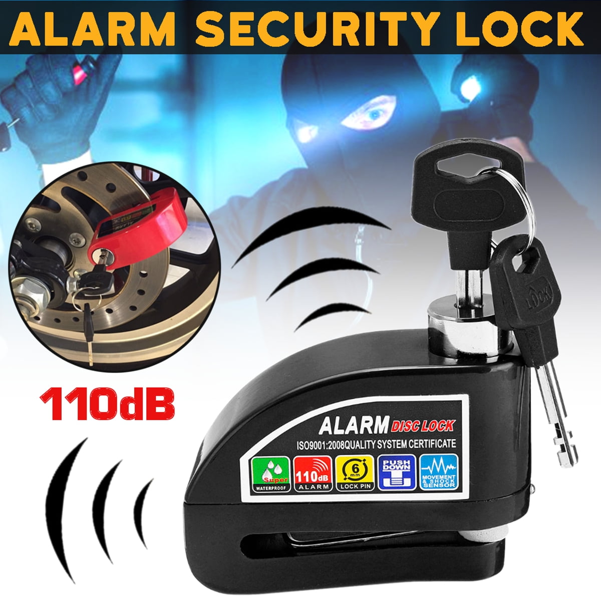 motorcycle disk alarm lock