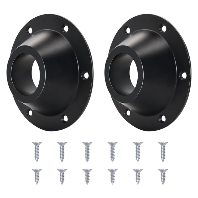 2-Pack Black Aluminum Alloy RV Table Base Mounts - 6.5 Inch Diameter, Double Stable Bracket Design for 2.25 Inch Table Rods, Lightweight, Corrosion/Wear Resistant with 12 Installation Screws,