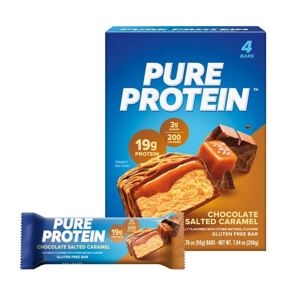Pure Protein Bars, Chocolate Salted Caramel, 20g Protein, Gluten Free, 1.76 oz, 4 Ct