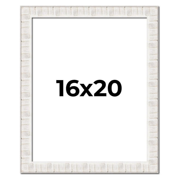 16x20 Frame White Sonoma Rustic Wood Picture Frame | 1.5 Inch Moulding Width | Complete with UV