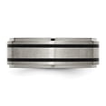 thumbnail image 3 of Titanium Ridged Edge Black Rubber 8mm Brushed/Polished Band, 3 of 6