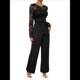 thumbnail image 3 of Mono Formal de Larga con Cuello Redondo y Retazos de Encaje para Mujer, Color Liso, Informal, de una Pieza. Negro L, 3 of 10