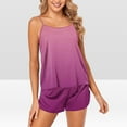 thumbnail image 2 of Diufon Womens Stain Pajama Sets Crewneck Sleeveless Tops Trendy Gradient Printed Shorts Sleepwear Set, 2 of 5