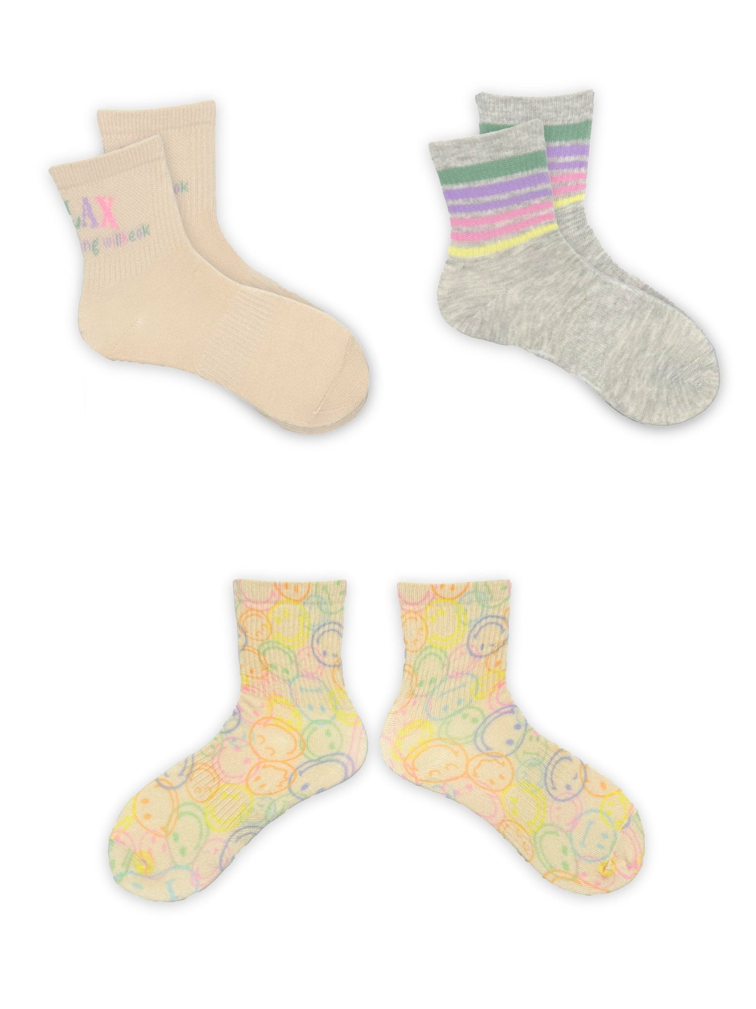 Justice Girls Mid Crew Socks 3-Pack, Sizes M-L - Walmart.com