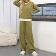 thumbnail image 4 of Timegard 2 Piece Sets for Women Long Sleeve Crew Neck Color Block Tops Wide Leg Pants Fall Comfy Outfits, 4 of 4