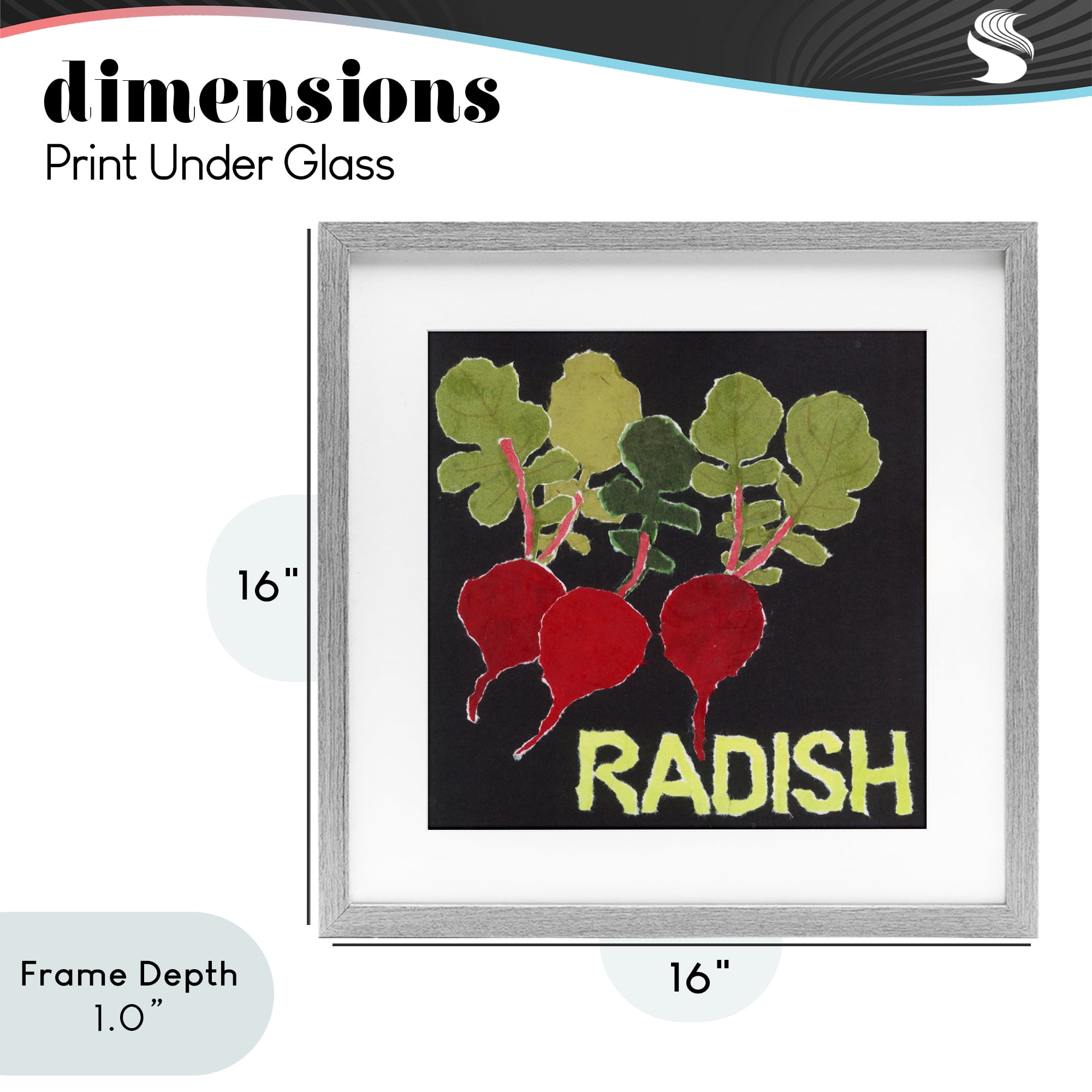 Stupell Industries Collaged Radish Vegetables Gray Framed Print Under Glass, design by Nancy Overton