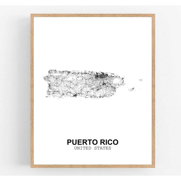 Eleville 8X10 Unframed Puerto Rico United States Country View Abstract Road Modern Map Art Print Poster Wall Office Home Decor Minimalist Line Art Hometown Housewarming wgn195