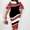 Red, variant on Womens Plus Size Maxi Dresses,Casual Loose A-Line High Crew Neck Half Ruffle Sleeve Summer Dresses,Mid-Calf Empire Waist Dress Color Block Mini Dress