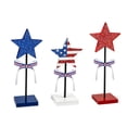thumbnail image 2 of Chmadoxn Set of 3 Patriotic Wooden Star Tabletop Centerpiece, 4th of July Red White and Blue Glitter Freestanding Signs for Independence Memorial Day Mantel Desk Home Decor, 2 of 7